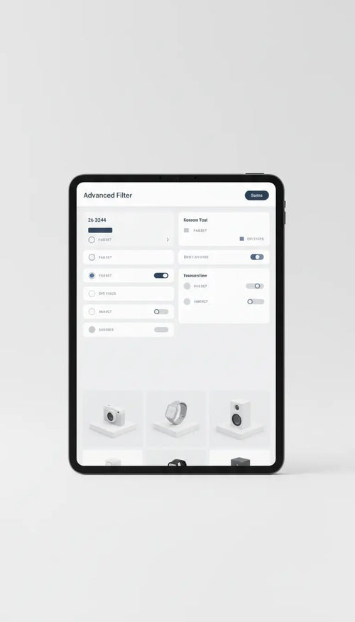 Panneau de filtres avancés sur tablette Webdaniel